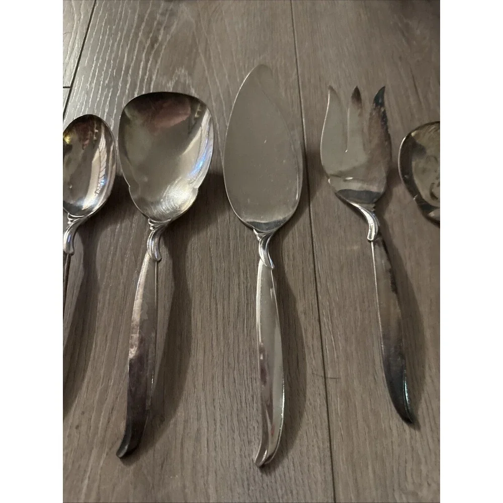 9 PCs FLAIR 1956 HOSTESS SET BY 1847‎ ROGERS Serving Set Silverplate